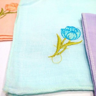 Set of 3 Ladies Women's Floral Flower Cotton Handkerchief Hankies - 9" x 9" - 18